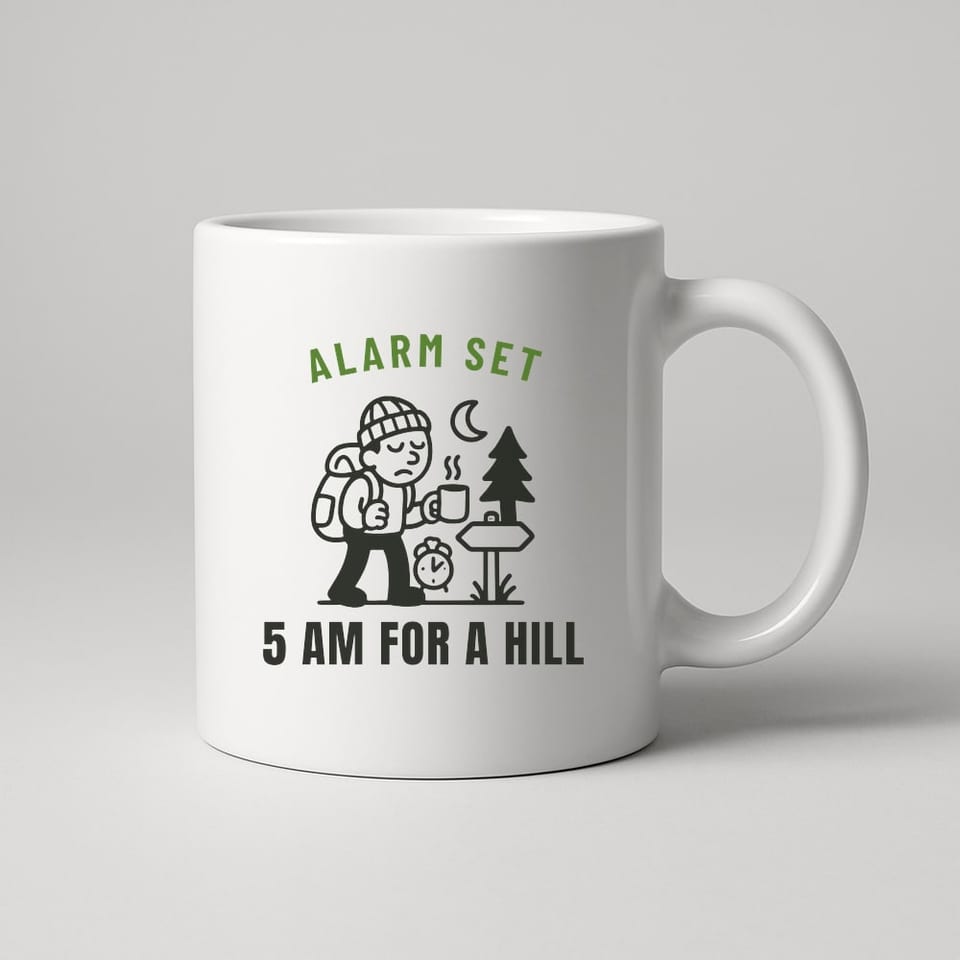 5 AM for a Hill mug, White
