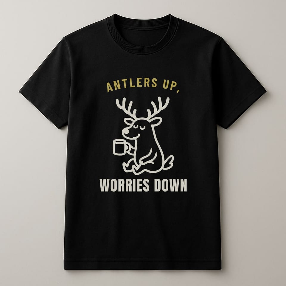 Antlers Up, Worries Down tee, Black