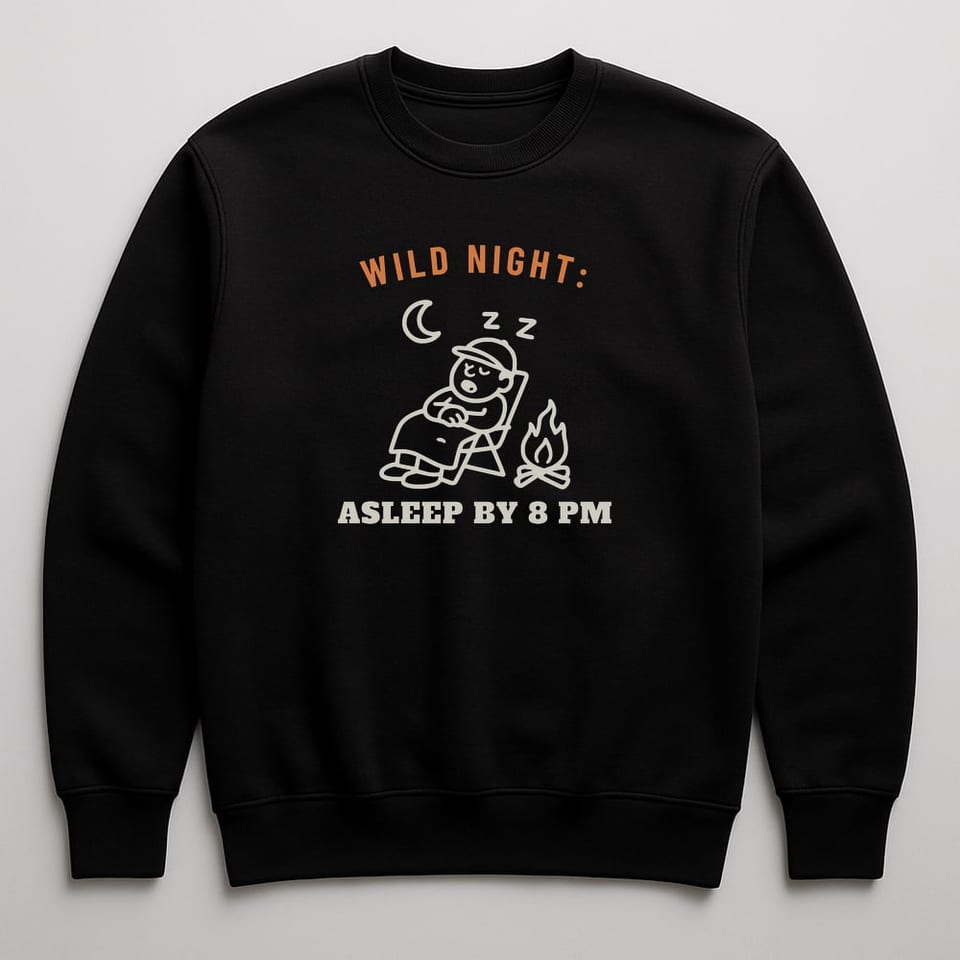 Asleep by 8 PM sweatshirt, Black