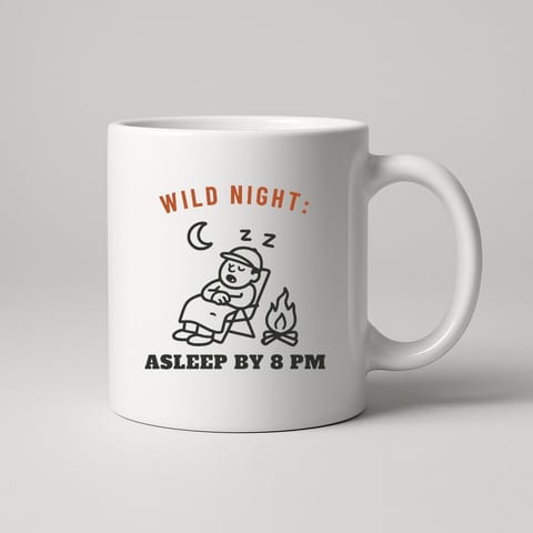 Asleep by 8 PM mug, White