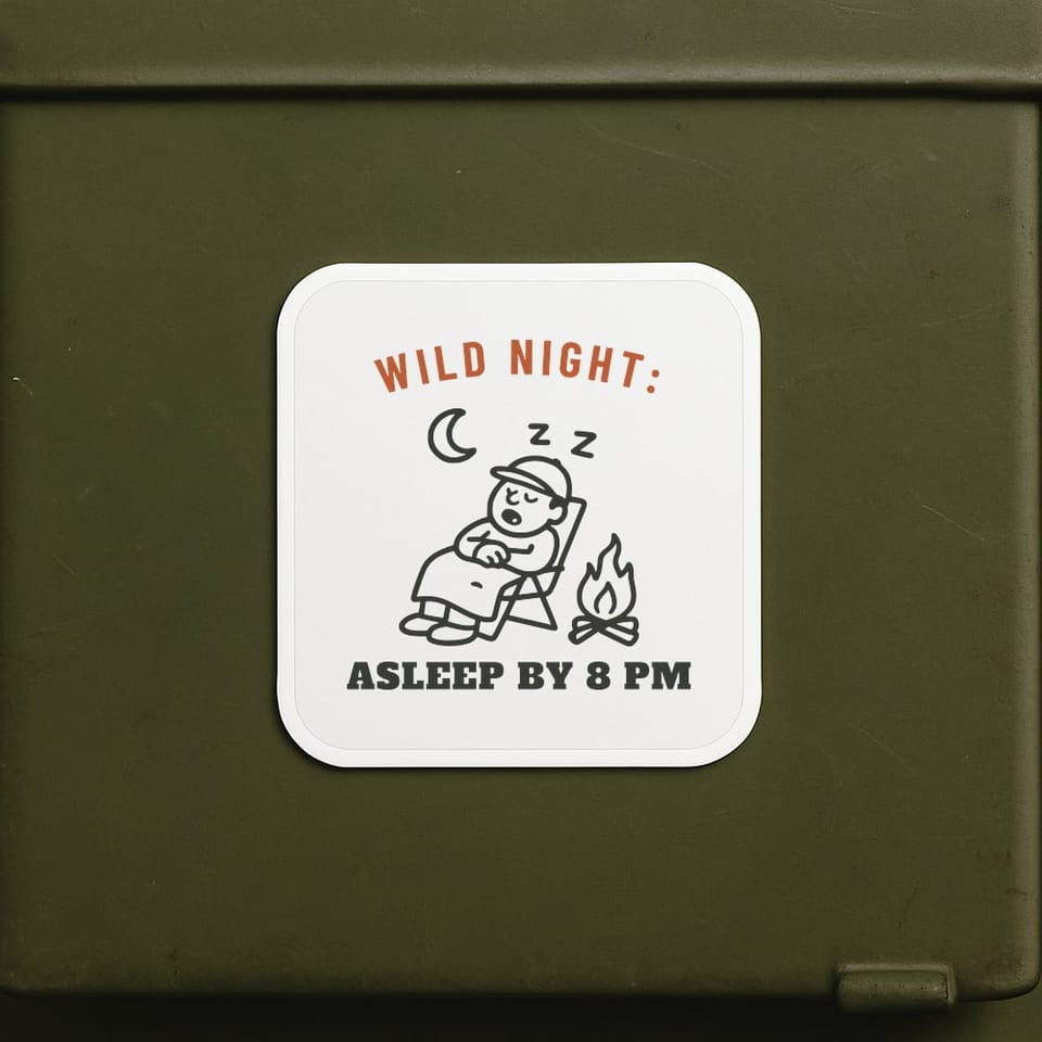 Asleep by 8 PM sticker, White