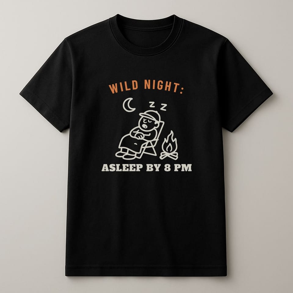 Asleep by 8 PM tee, Black