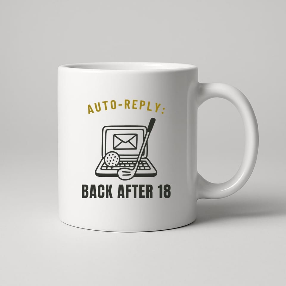 Auto-Reply: Back After 18 mug, White