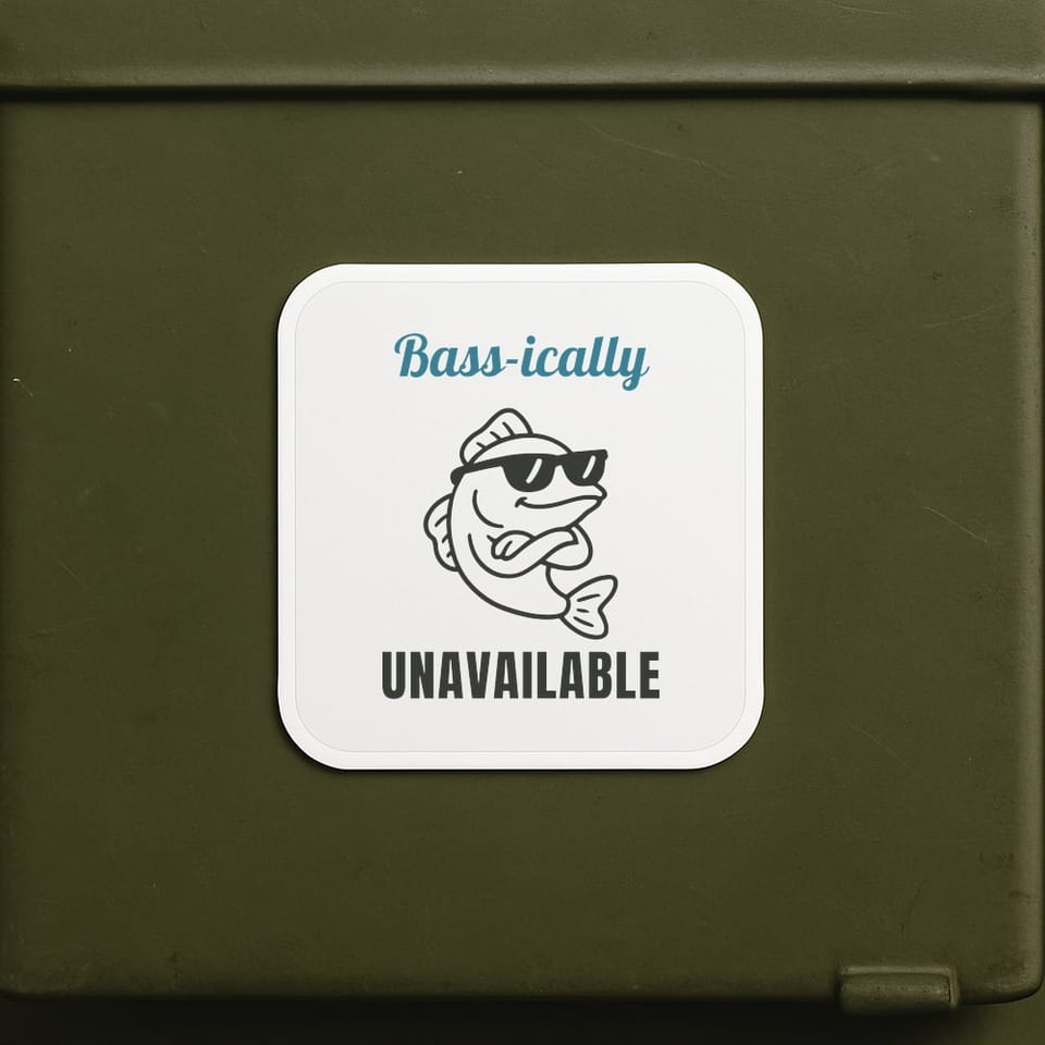 Bass-ically Unavailable sticker, White