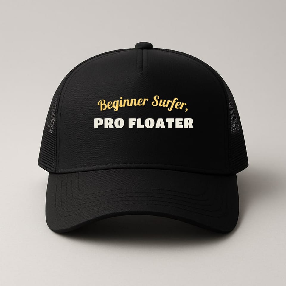 Beginner Surfer, Pro Floater trucker hat, Black