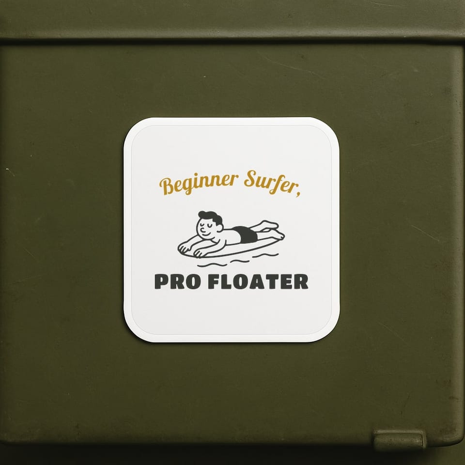 Beginner Surfer, Pro Floater sticker, White