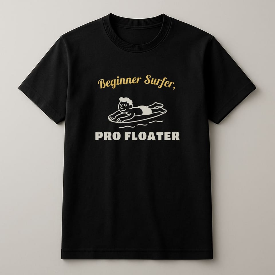 Beginner Surfer, Pro Floater tee, Black