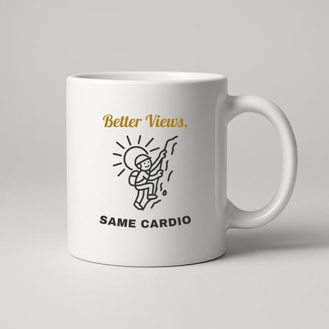 Better Views, Same Cardio mug, White