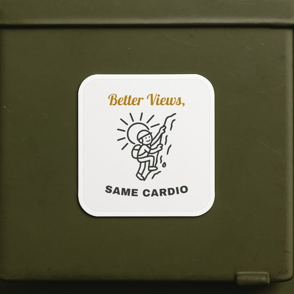 Better Views, Same Cardio sticker, White