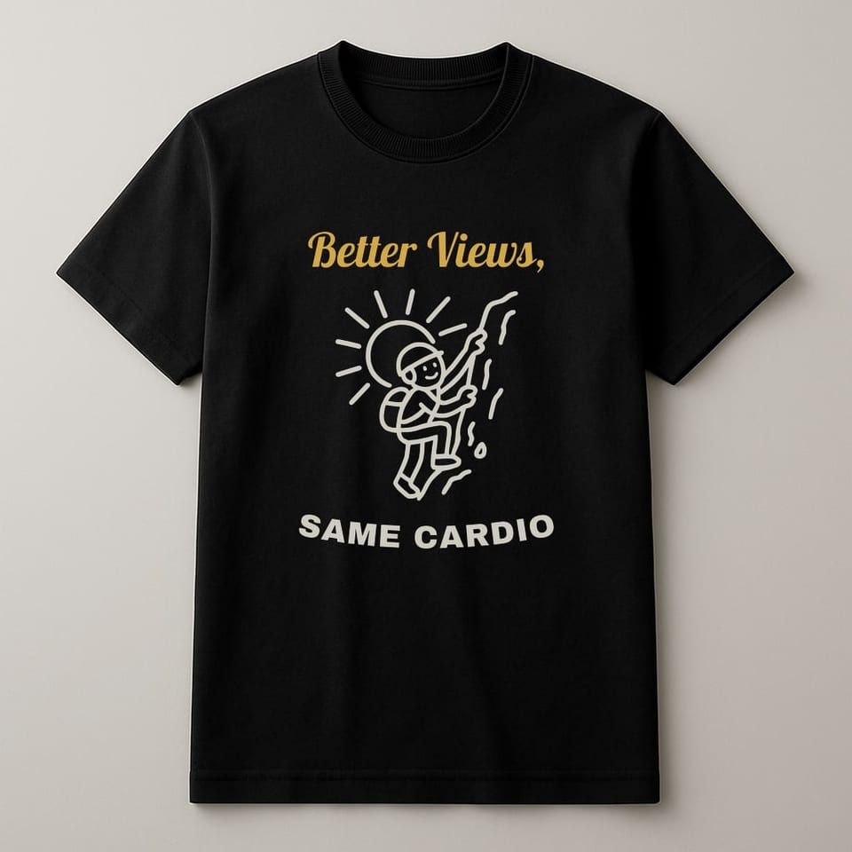 Better Views, Same Cardio tee, Black