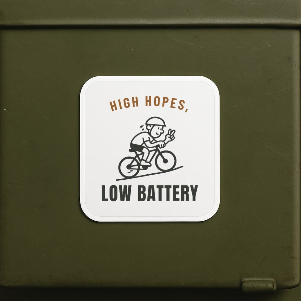 Low Battery, High Hopes sticker, White