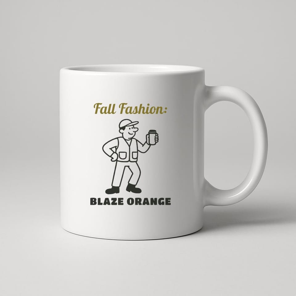 Blaze Orange Fashion Week mug, White