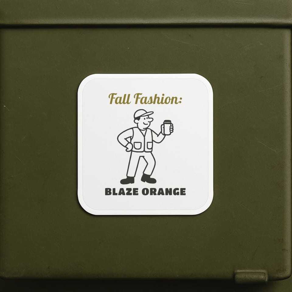 Blaze Orange Fashion Week sticker, White