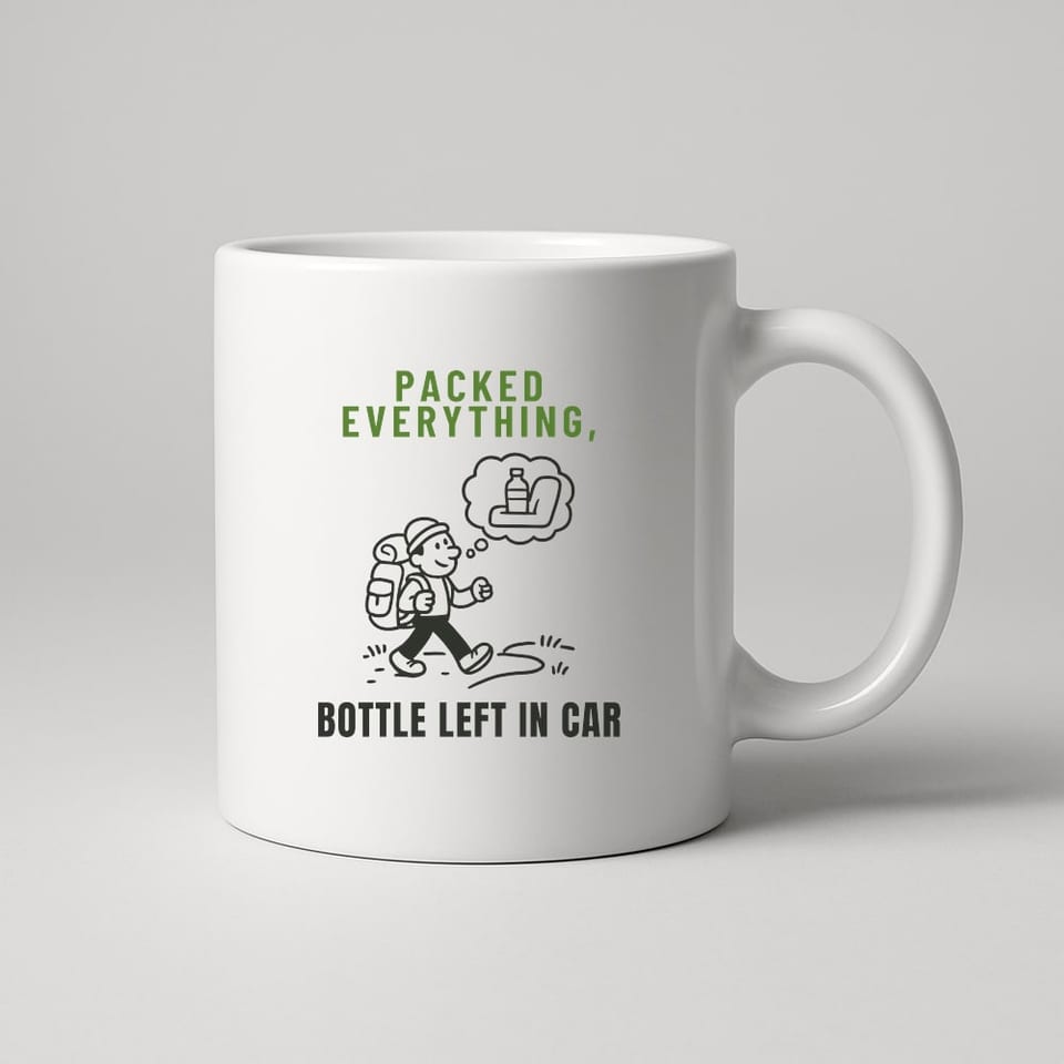 Water Bottle Left in the Car mug, White