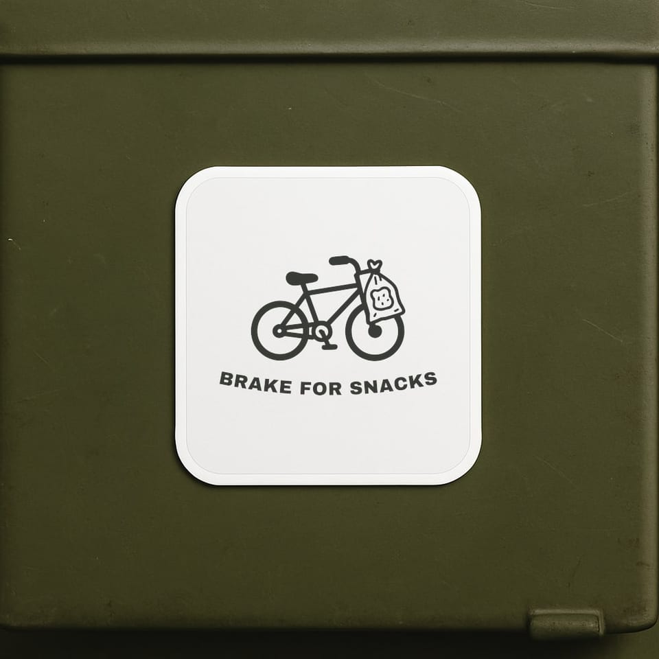 Brake for Snacks sticker, White