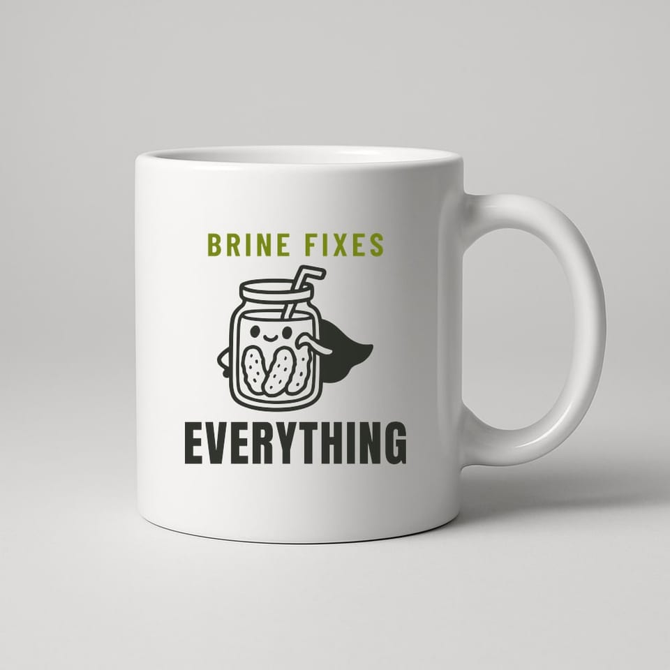 Brine Fixes Everything mug, White