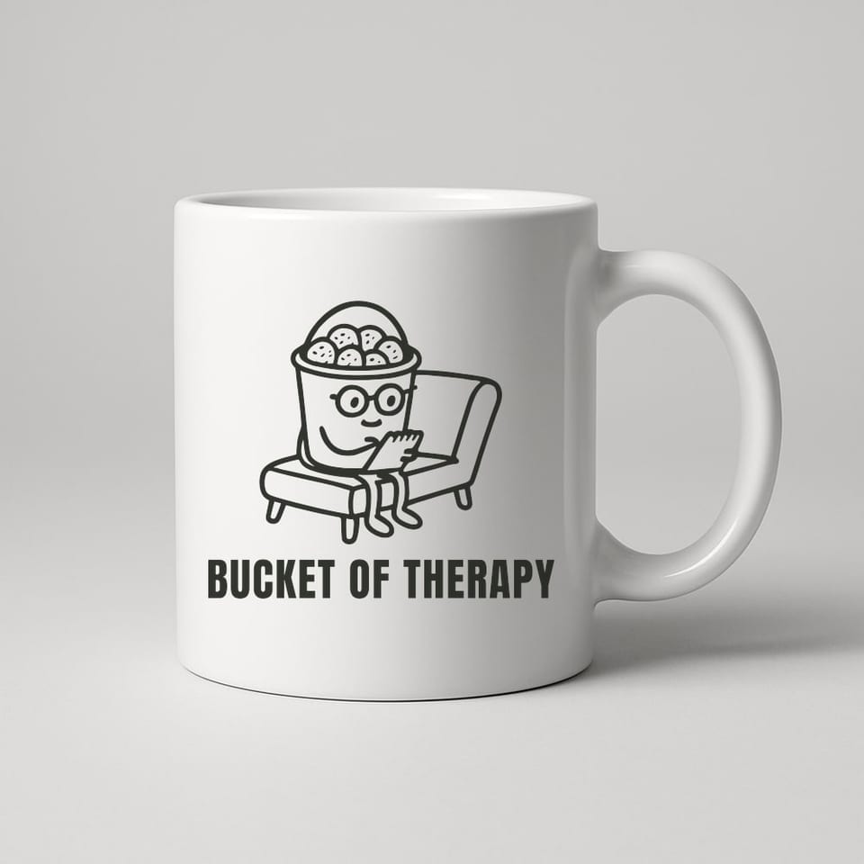 Bucket of Therapy mug, White