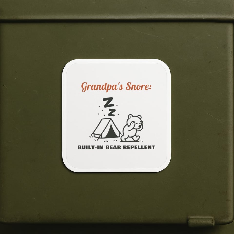 Built-In Bear Repellent sticker, White