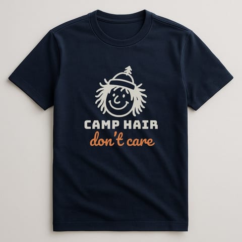Camp Hair, Don’t Care tee, Navy