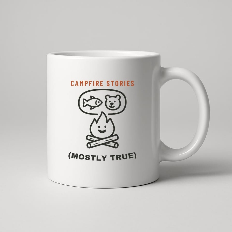 Campfire Stories (Mostly True) mug, White