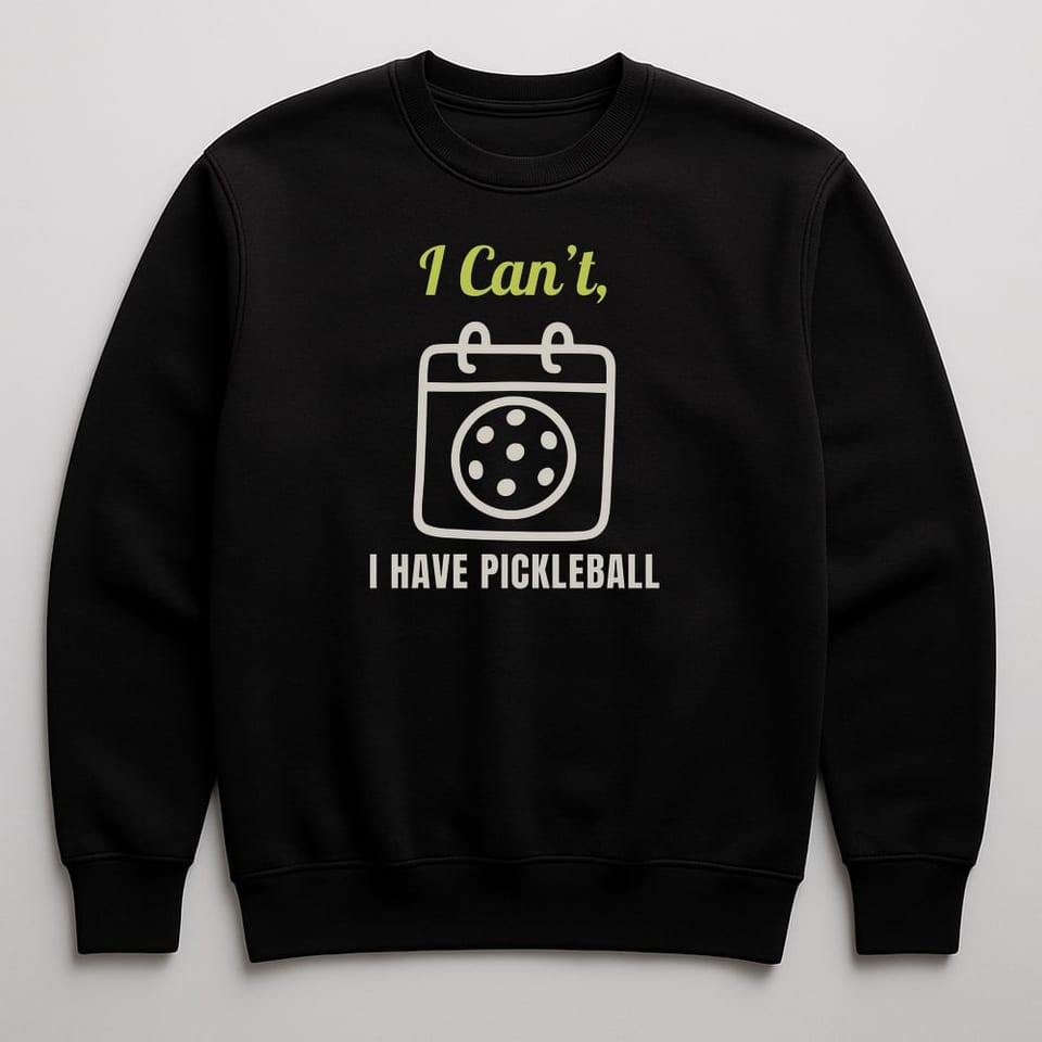 I Can’t, I Have Pickleball sweatshirt, Black