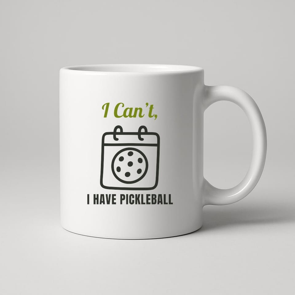I Can’t, I Have Pickleball mug, White