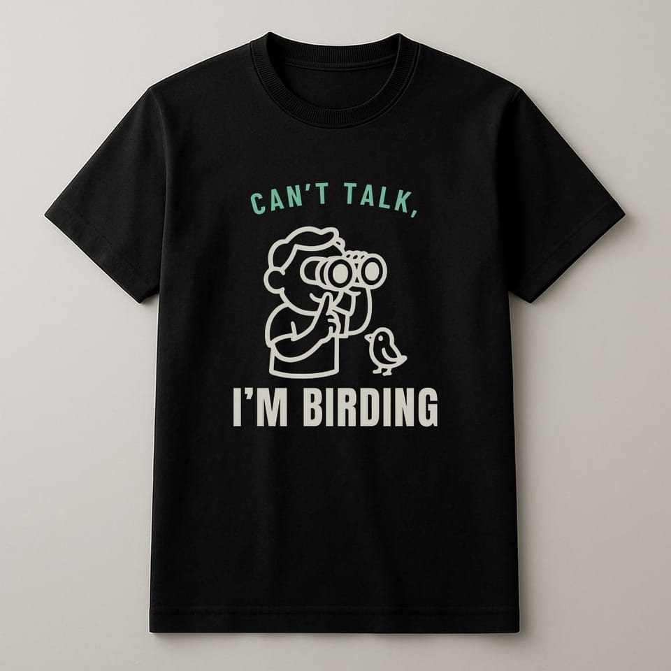 Can’t Talk, I’m Birding tee, Black