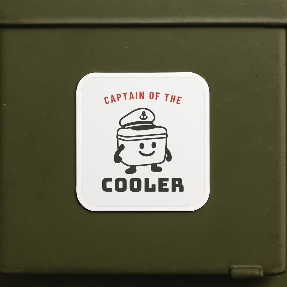 Captain of the Cooler sticker, White