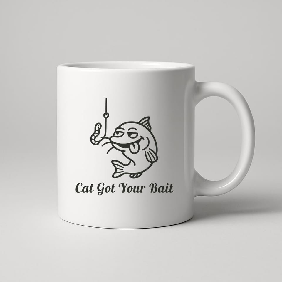 Cat Got Your Bait mug, White