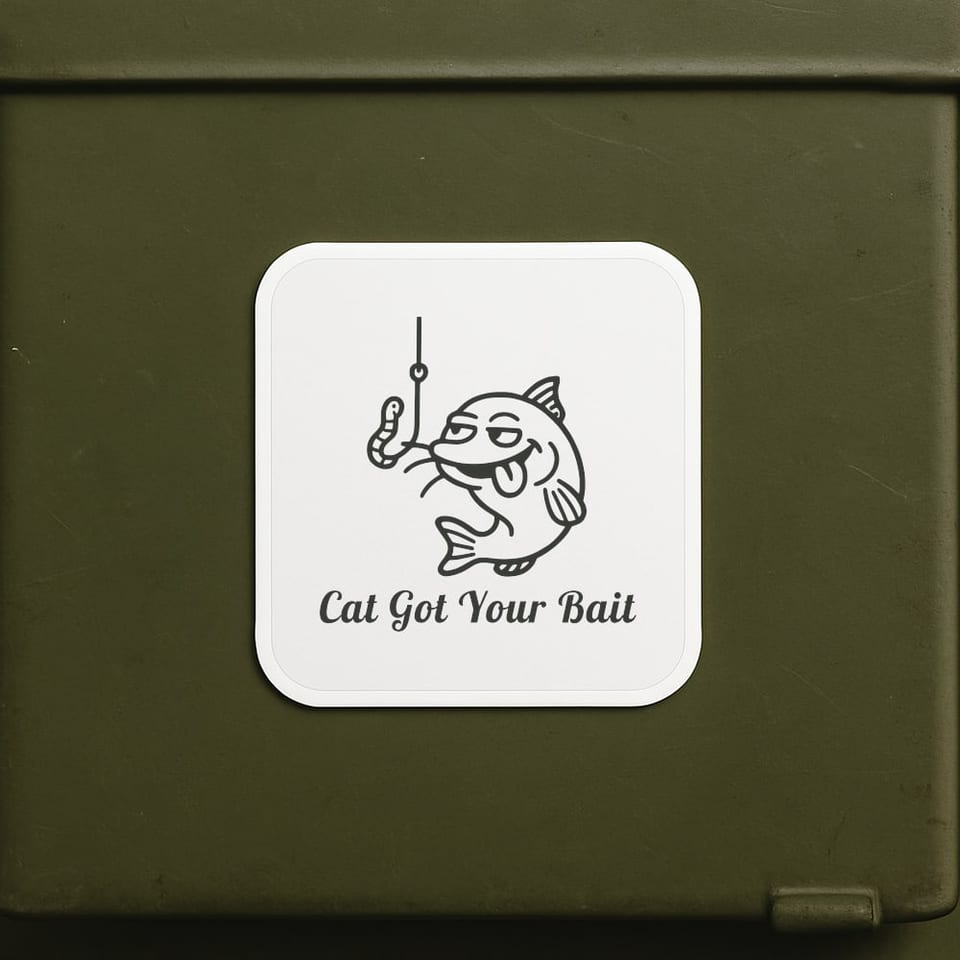 Cat Got Your Bait sticker, White