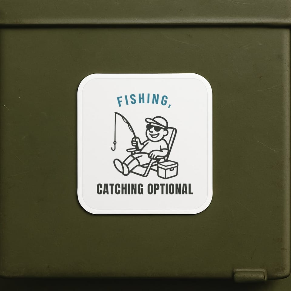 Fishing: Catching Optional sticker, White