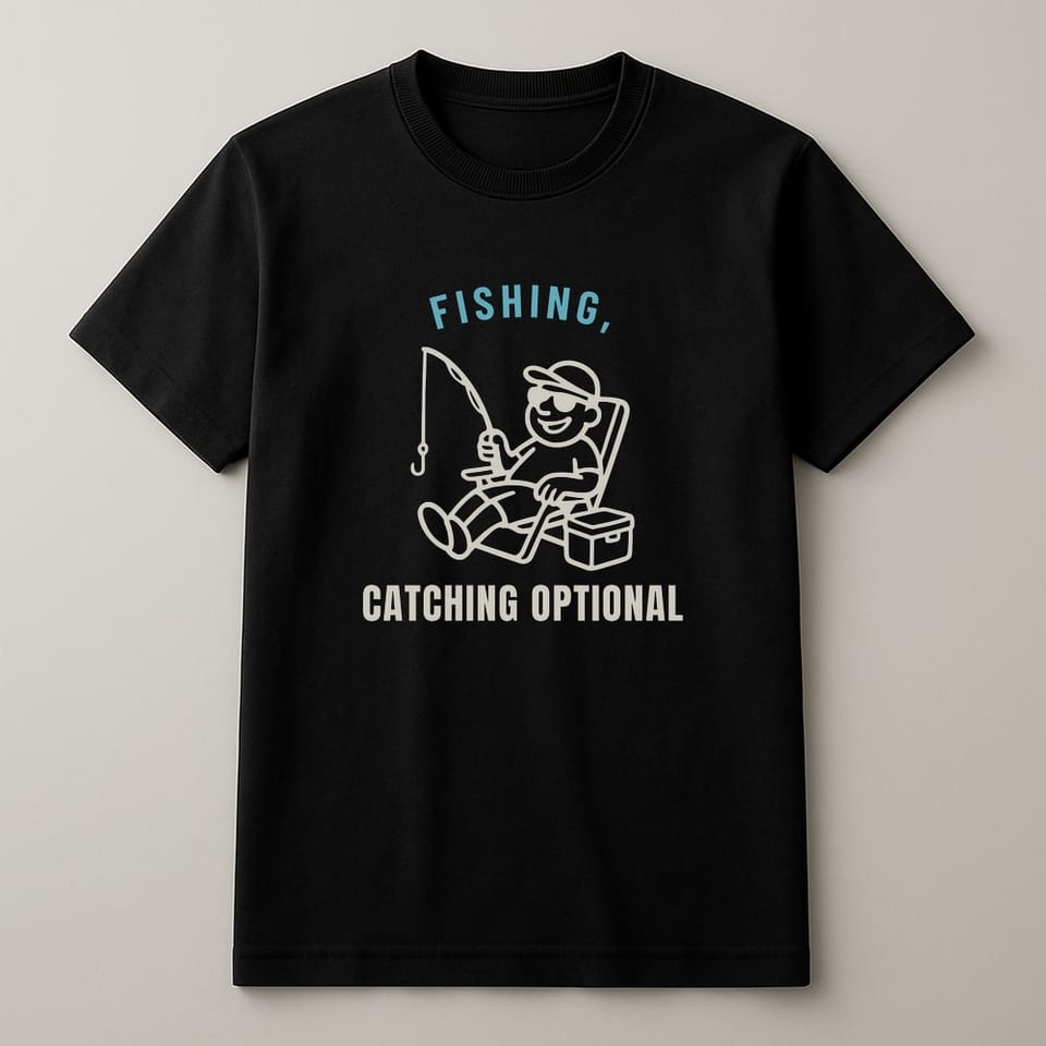 Fishing: Catching Optional tee, Black