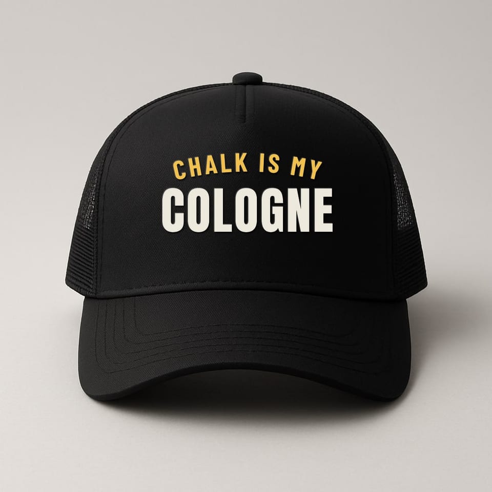 Chalk Is My Cologne trucker hat, Black