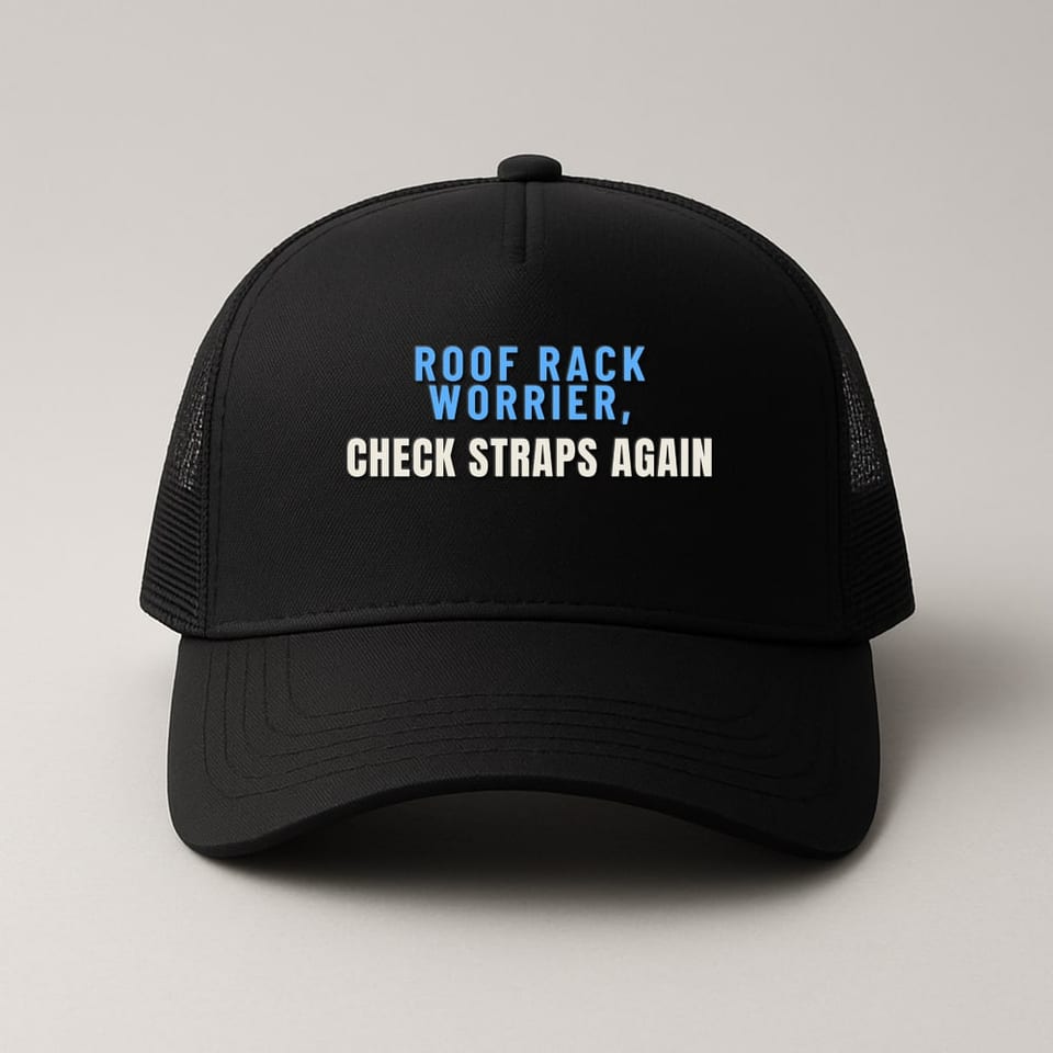 Check the Straps Again trucker hat, Black