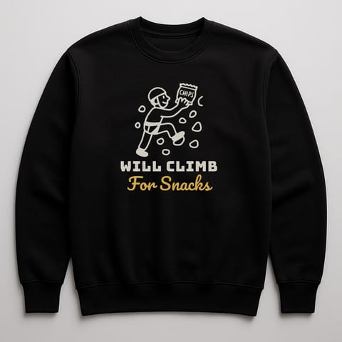 Will Climb for Snacks sweatshirt, Black