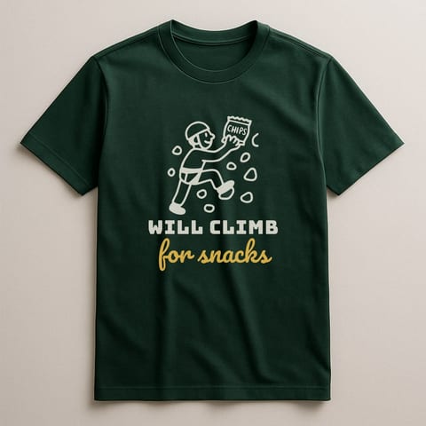 Will Climb for Snacks tee, Forest