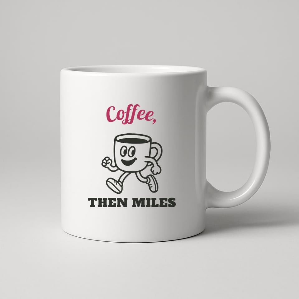 Coffee, Then Miles mug, White
