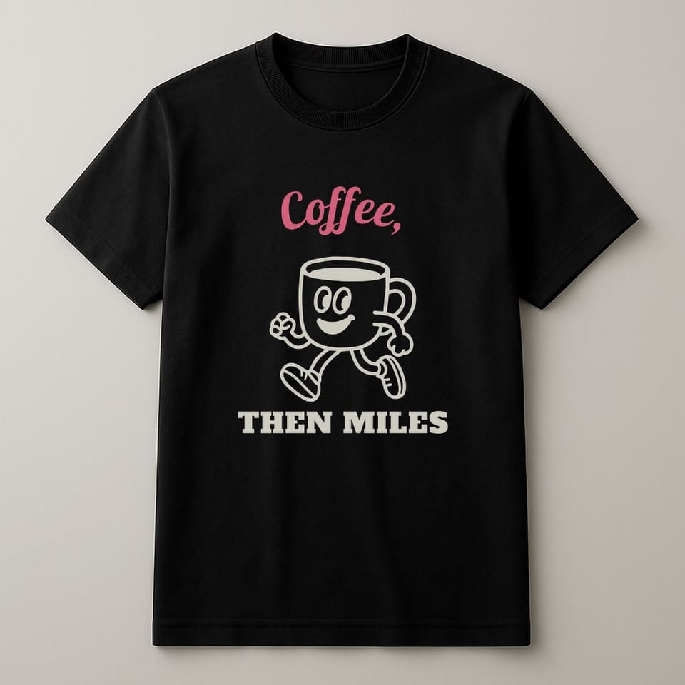 Coffee, Then Miles tee, Black