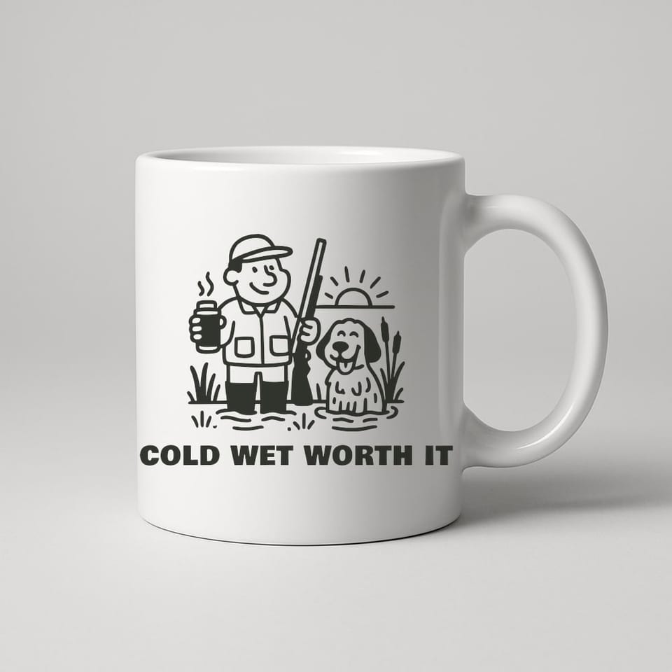 Cold, Wet, Worth It mug, White