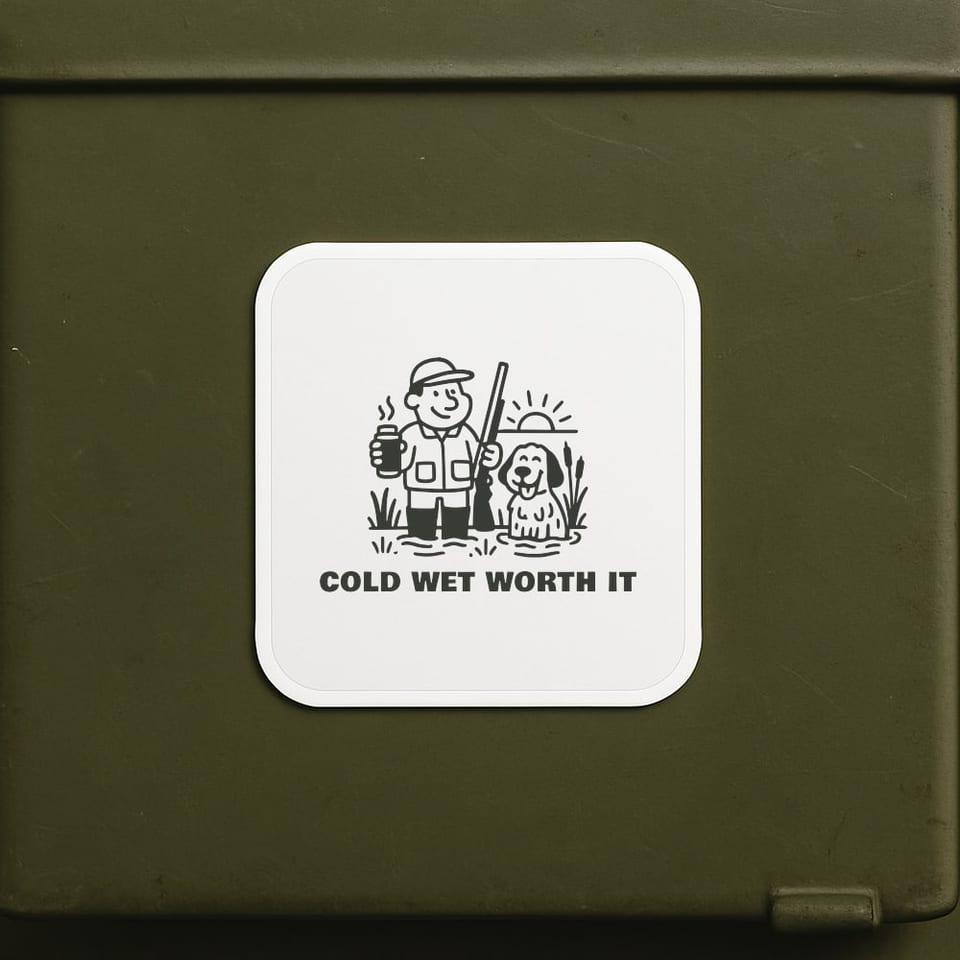 Cold, Wet, Worth It sticker, White