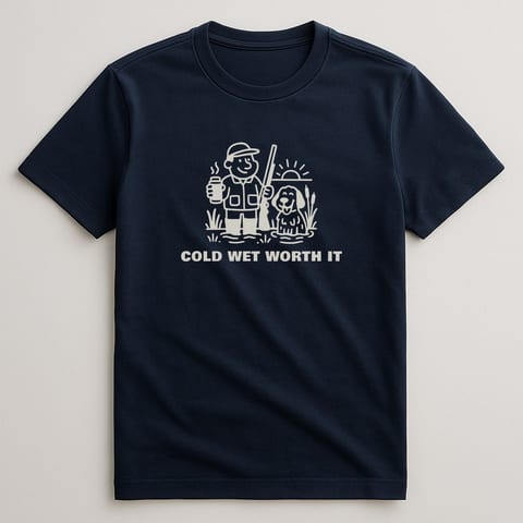 Cold, Wet, Worth It tee, Navy