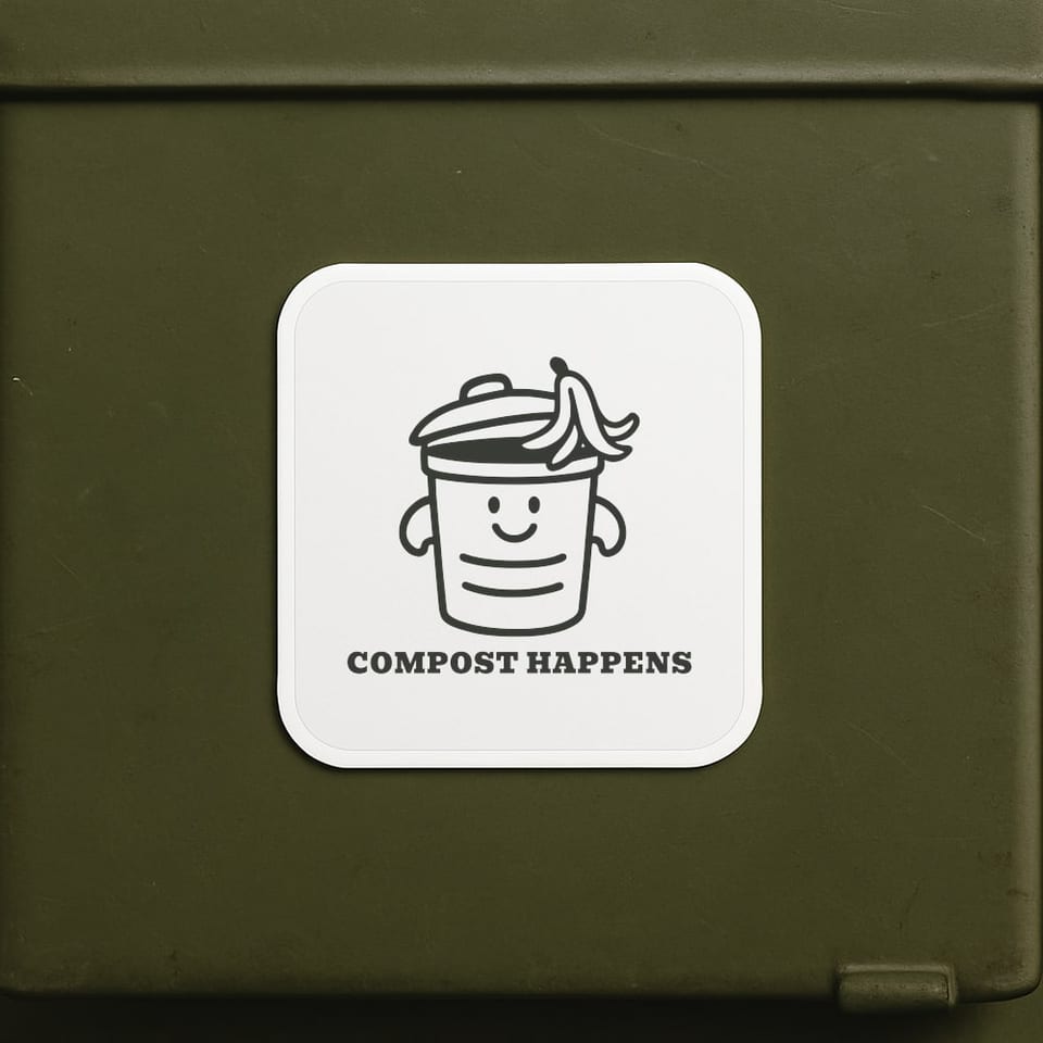 Compost Happens sticker, White