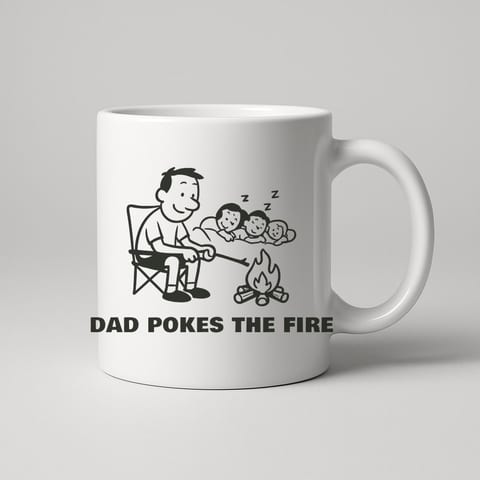 Dad Pokes the Fire mug, White