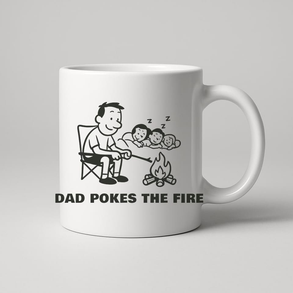 Dad Pokes the Fire mug, White