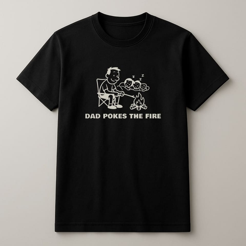 Dad Pokes the Fire tee, Black