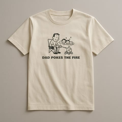 Dad Pokes the Fire tee, Natural