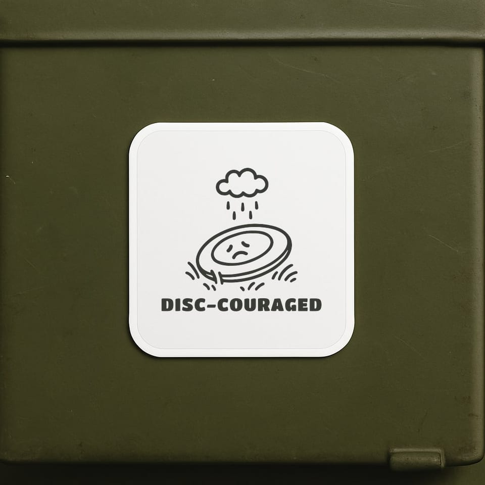 Disc-Couraged sticker, White