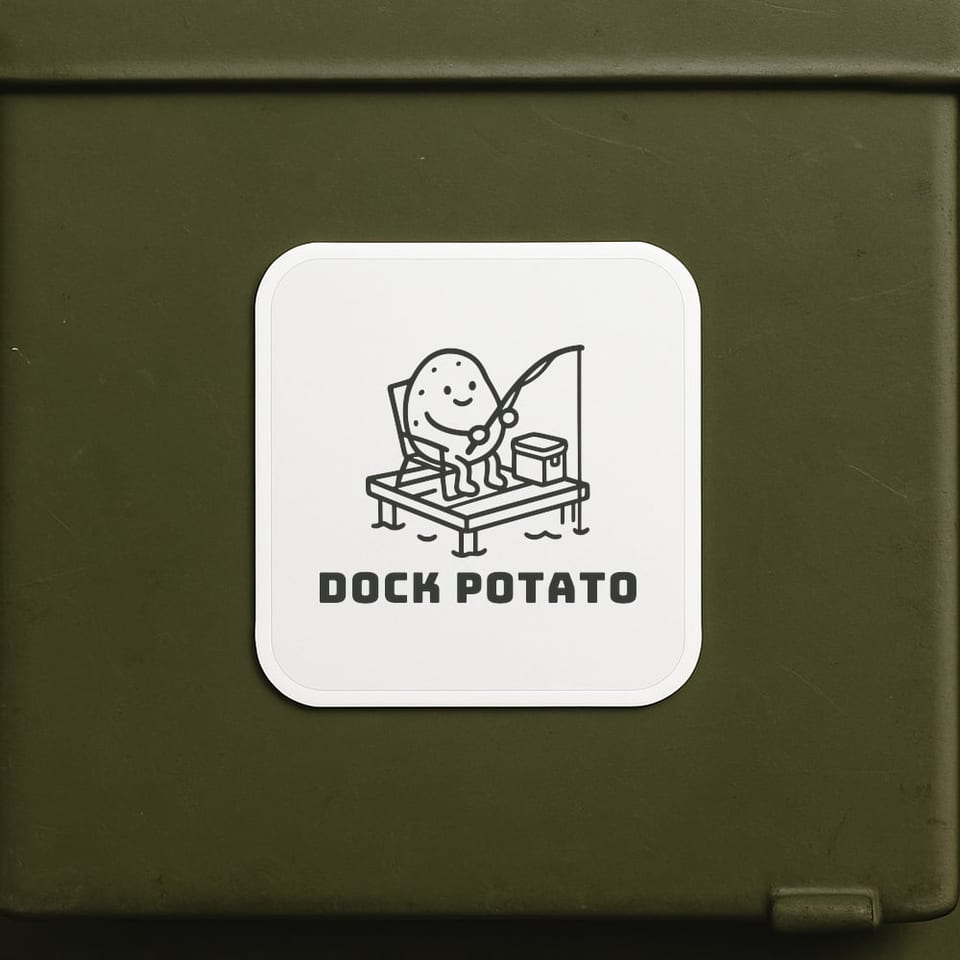 Dock Potato sticker, White