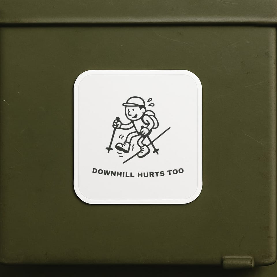 Downhill Hurts Too sticker, White