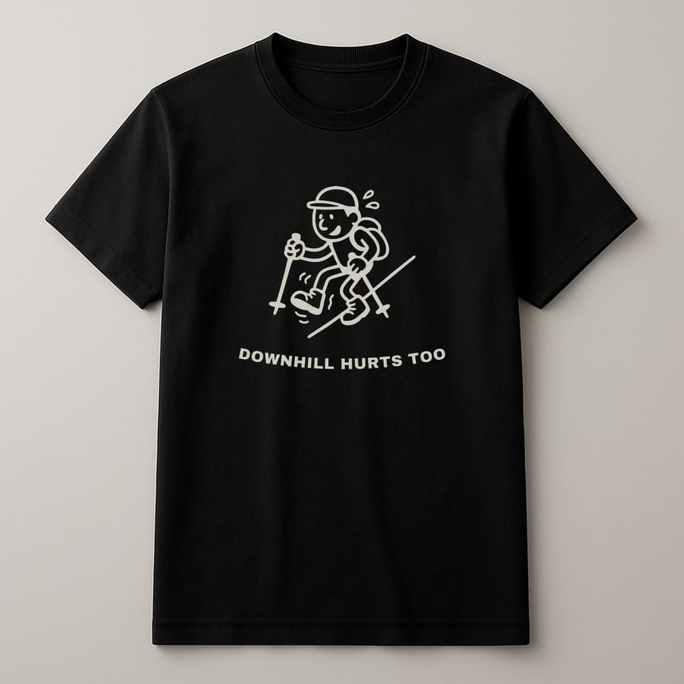 Downhill Hurts Too tee, Black
